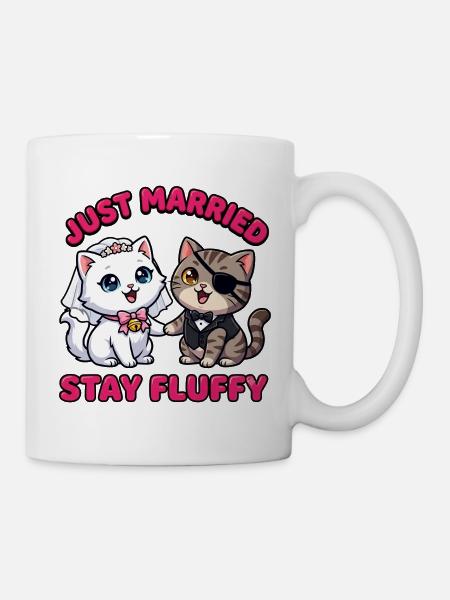 Just Married Stay Fluffy Cats - Mug - white