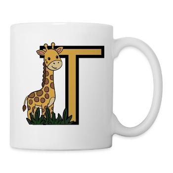 Giraffe und T Alphabet Design - Tasse - Weiß - Rechts