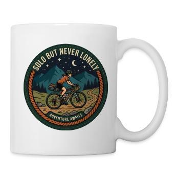 Solo-, aber niemals einsames Bikepacking-Patch - Tasse - Weiß - Rechts
