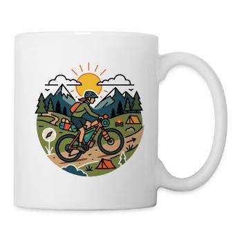Mountainbikepacking Adventure Badge T-Shirt - Tasse - Weiß - Rechts