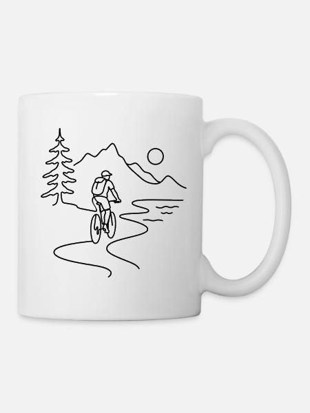 Cyclist in mountains - Tasse - Weiß
