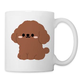 Brauner Pudel-Plüsch-Charme - Tasse - Weiß - Rechts
