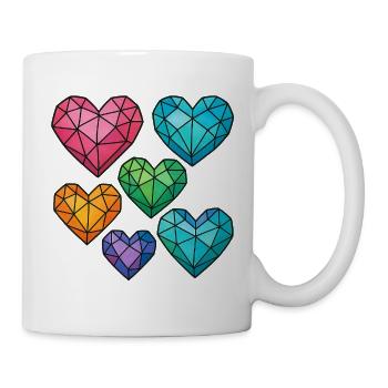 Kristallherzen in verschiedenen Farben - Tasse - Weiß - Rechts