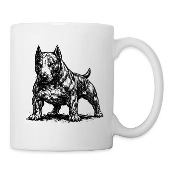 Muskulöser Bull Terrier im Comic Stil - Tasse - Weiß - Rechts