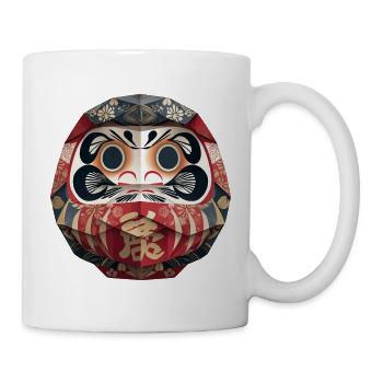 Geometrische Daruma Muster Origami Daruma  - Tasse - Weiß - Rechts