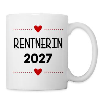 Rente, Rentnerin 2027 Herz - Tasse - Weiß - Rechts