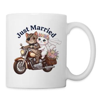 Just Married Katzen auf Motorrad - Tasse - Weiß - Rechts