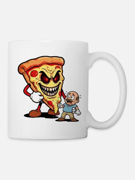 Pizza-Monster-Bedrohung - Tasse - Weiß