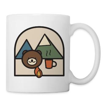 Bear campsite near mountains and coffee - Mug - white - Right