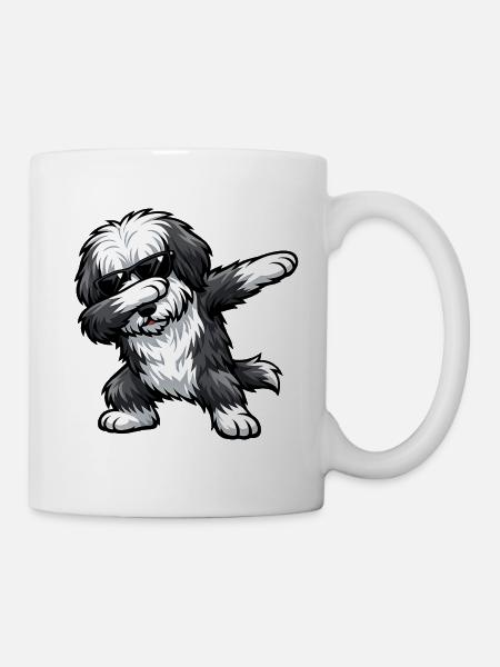 Dabbing Bearded Collie - Tasse - Weiß