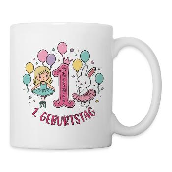 Erster Geburtstag Mädchen Hase - Tasse - Weiß - Rechts