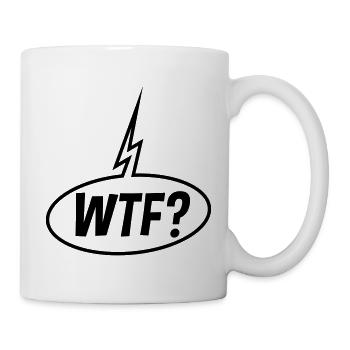 WTF Sprechblase (Fragezeichen / Black) - Tasse - Weiß - Rechts