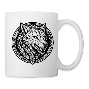 Norse Fenrir Wolf - Viking Runes - Mug - white - Right