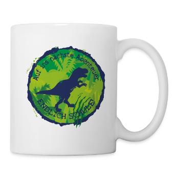 Dino Adventure Finally School T-Rex – Schoolchild - Mug - white - Right