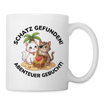 Katzen Piraten Schatz gefunden - Tasse - Weiß - Rechts