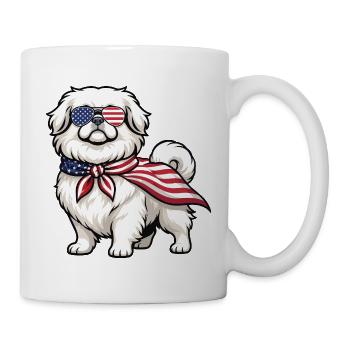 Patriotischer Pekinger – Peke-Hund-Mama Papa Schoßhund - Tasse - Weiß - Rechts