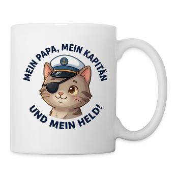 Mein Papa Kapitän und Held - Tasse - Weiß - Rechts
