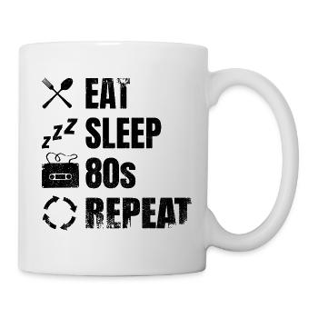 Essen Schlafen 80er Wiederholen - Tasse - Weiß - Rechts