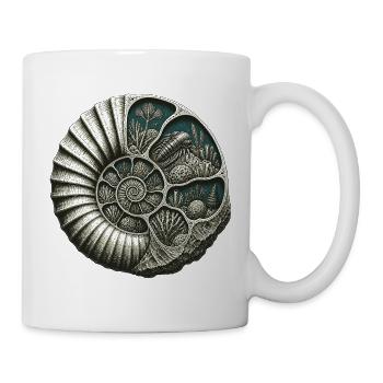 Ammonite Fossil Prehistoric Reef Cutaway - Mug - white - Right