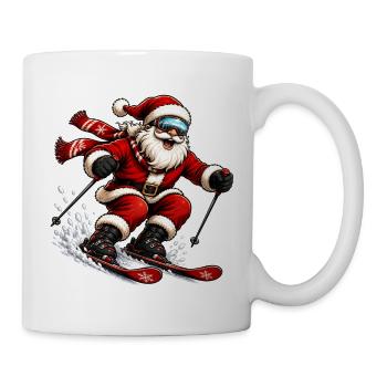 Santa snowboard christmas - Mug - white - Right