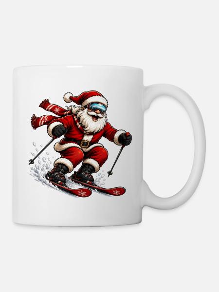 Santa snowboard christmas - Mug - white