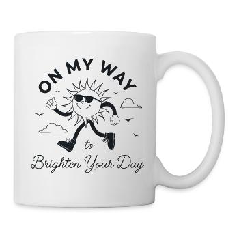 Retro Sun: On My Way to Brighten Your Day - Mug - white - Right