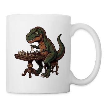 T-Rex plays chess - Mug - white - Right