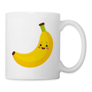 Yellow Kawaii Banana – Sweet Fruit Illustration Art - Mug - white - Right