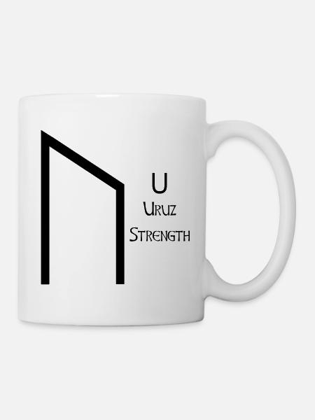 Uruz Rune komplett Schwarz – Wikinger Futhark - Tasse - Weiß