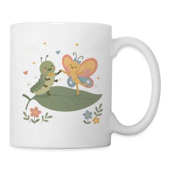 Caterpillar and butterfly dancing - Mug - white - Right