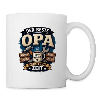 Der beste Opa – Werkstatt Motiv - Tasse - Weiß - Rechts