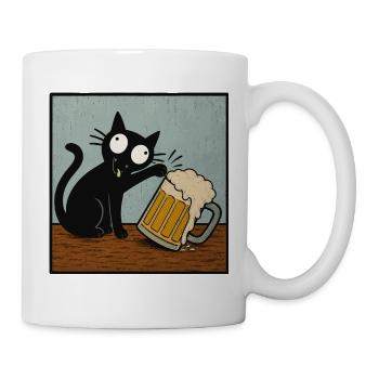 Chat de la bière, Amoureux de la bière, Boire de la bière, Chats - Mug blanc - blanc - Droite