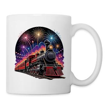 Nuit des feux d’artifice du train à vapeur - Mug blanc - blanc - Droite