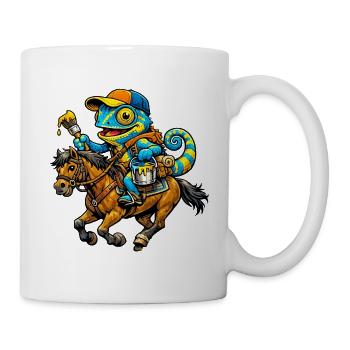 Caméléon avec cheval - Mug blanc - blanc - Droite