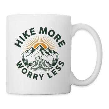 Wandern mehr, sorgen, weniger Jahrgang - Tasse - Weiß - Rechts