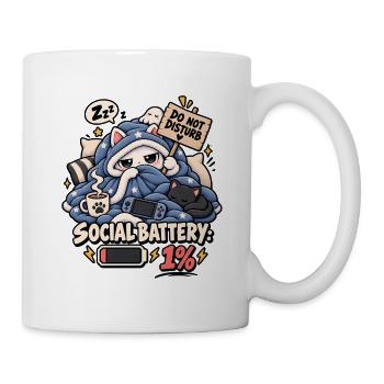 Schlafmodus Social Battery 1% - Tasse - Weiß - Rechts