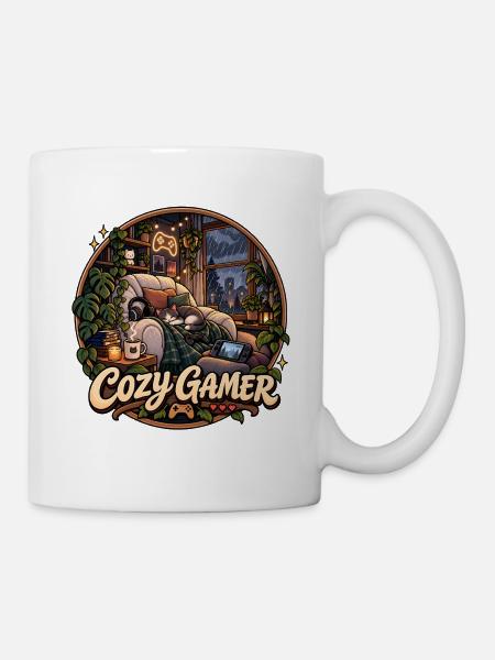 Cozy Gamer Nachtlounge - Tasse - Weiß