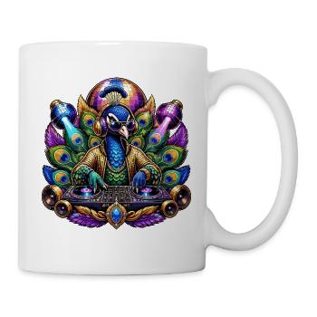 Pfau DJ-Set im Disco-Peacock - Tasse - Weiß - Rechts