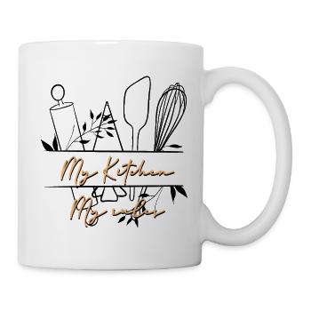 My Kitchen My Rules Script Peach - Tasse - Weiß - Rechts