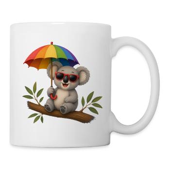 Koala mit Regenbogenschirm und Sonnenbrille  - Tasse - Weiß - Rechts