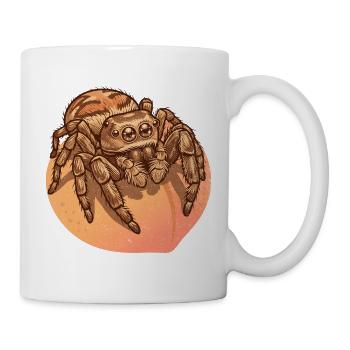Spinne reitet Pfirsich - Tasse - Weiß - Rechts