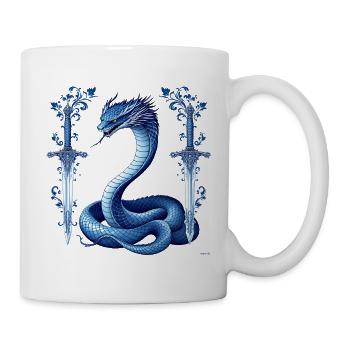 Design von blauen Schlangen-Dekorationsschwertern. - Tasse - Weiß - Rechts