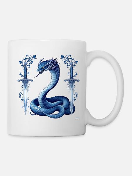 Design von blauen Schlangen-Dekorationsschwertern. - Tasse - Weiß
