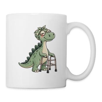Dino mit Blumenband Rollator - Tasse - Weiß - Rechts