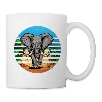Elefant in Safari Retro Style - Tasse - Weiß - Rechts