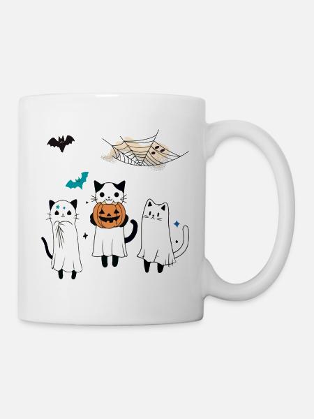 Katzen Halloween - Tasse - Weiß