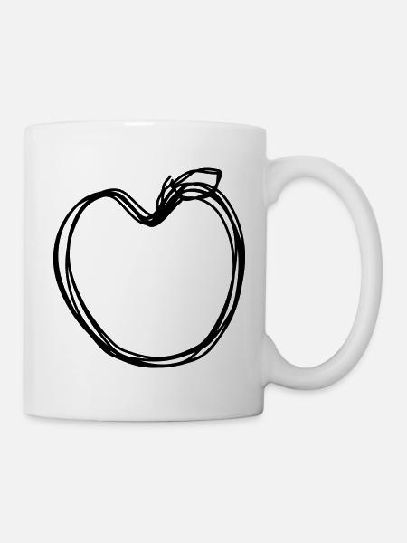 Apfel handgezeichnet - Tasse - Weiß