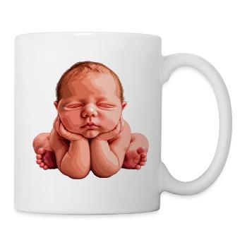Illustration eines ruhenden Neugeborenen - Tasse - Weiß - Rechts
