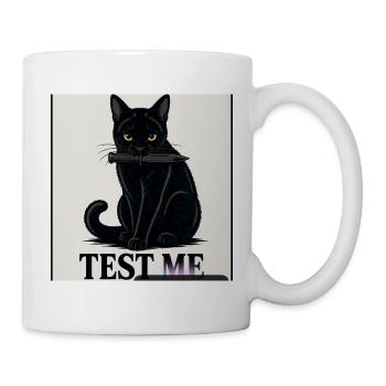 Schwarze Katze mit Messer im Maul - Tasse - Weiß - Rechts