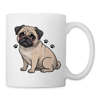 Mops-Cartoon-Hundeliebhaber - Tasse - Weiß - Rechts